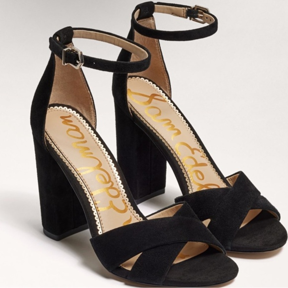 🌸SAM EDELMAN🌸 Yancy Ankle Strap Sandal Black Suede Size: 11